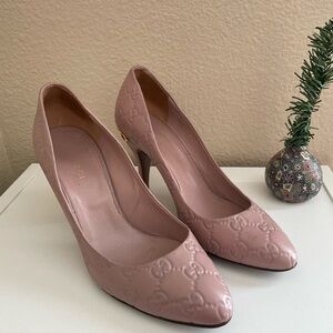 Gucci x Balenciaga Blush Embossed Leather Heels Size 37